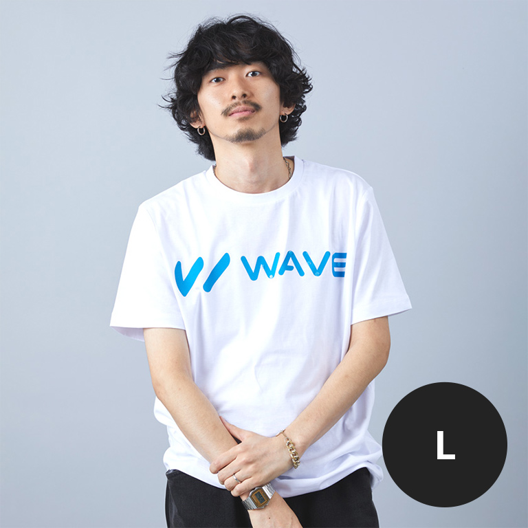 WAVEロゴ 点字モチーフ チャリティ Tシャツ WHITE Lサイズ BACK